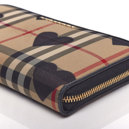 Burberry Haymarket Check Heart Print Zip Around Wallet Black 8 of 9