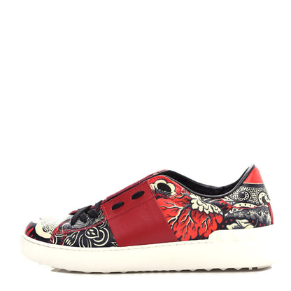 Valentino Garavani Calfskin Mime Rockstud Open Sneakers 39 Red White Black 1 of 11