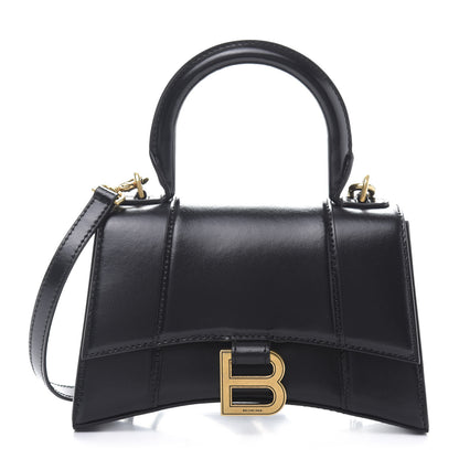 Balenciaga Shiny Box Calfskin Hourglass Top Handle Bag XS Black 1 of 10