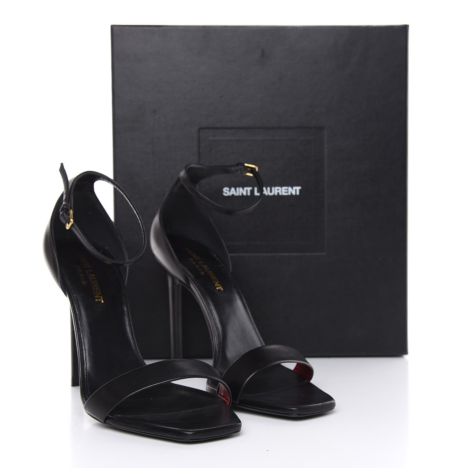 Saint Laurent Calfskin Amber 105 Ankle Strap Sandals 37.5 Black 12 of 13