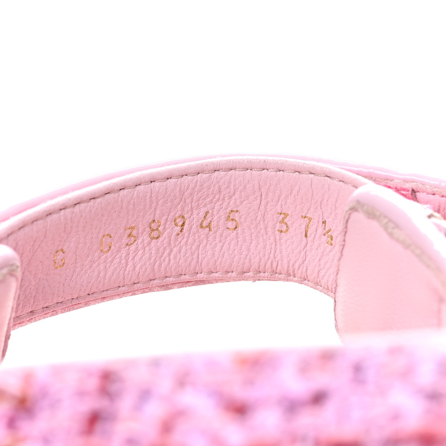 Chanel Tweed Patent Calfskin Velcro Dad Sandals 37.5 Pink Multicolor 7 of 9