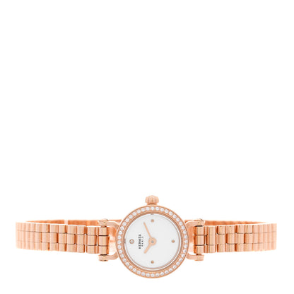 Hermes 18K Rose Gold Diamond Bezel 16mm Faubourg Quartz Watch 2 of 6