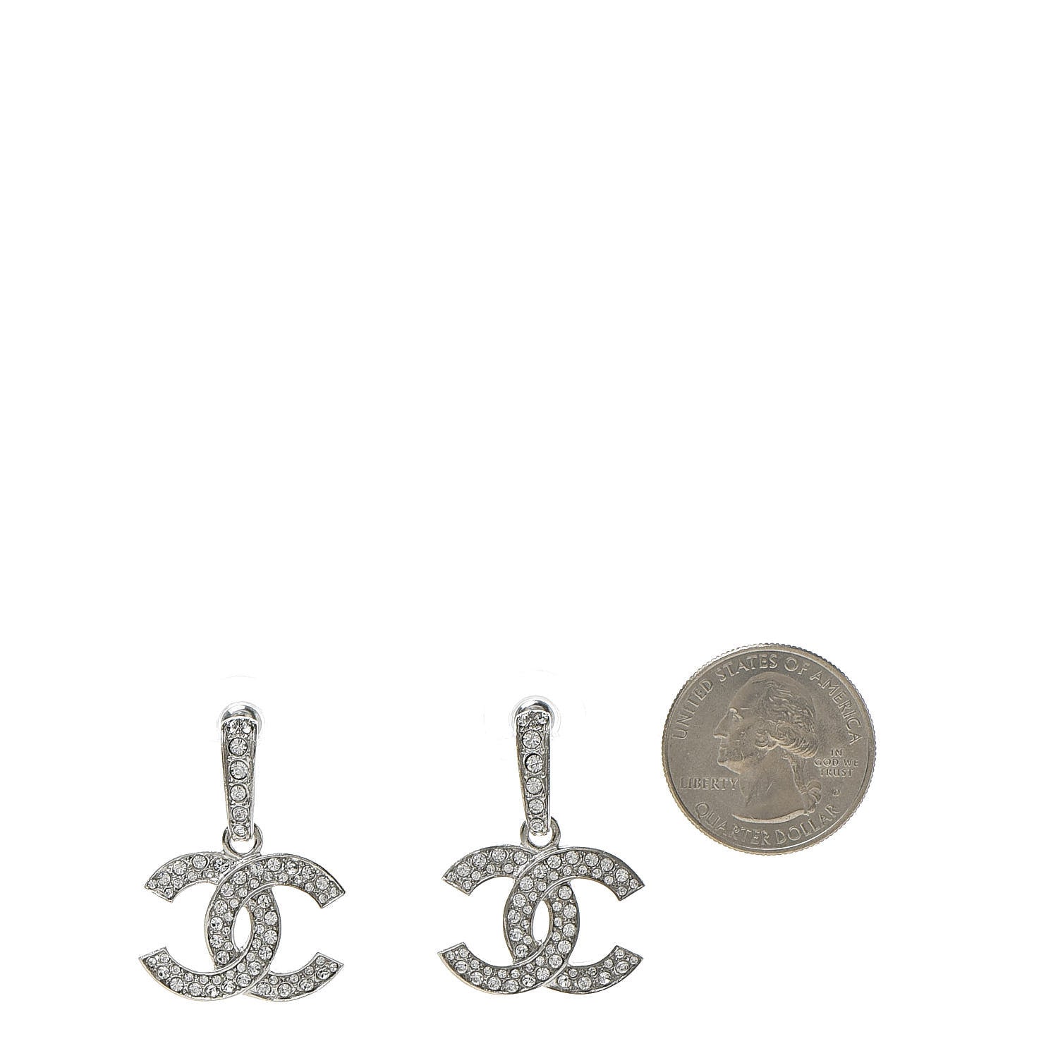 Chanel Crystal Palais Garnier CC Drop Earrings Silver 2 of 5