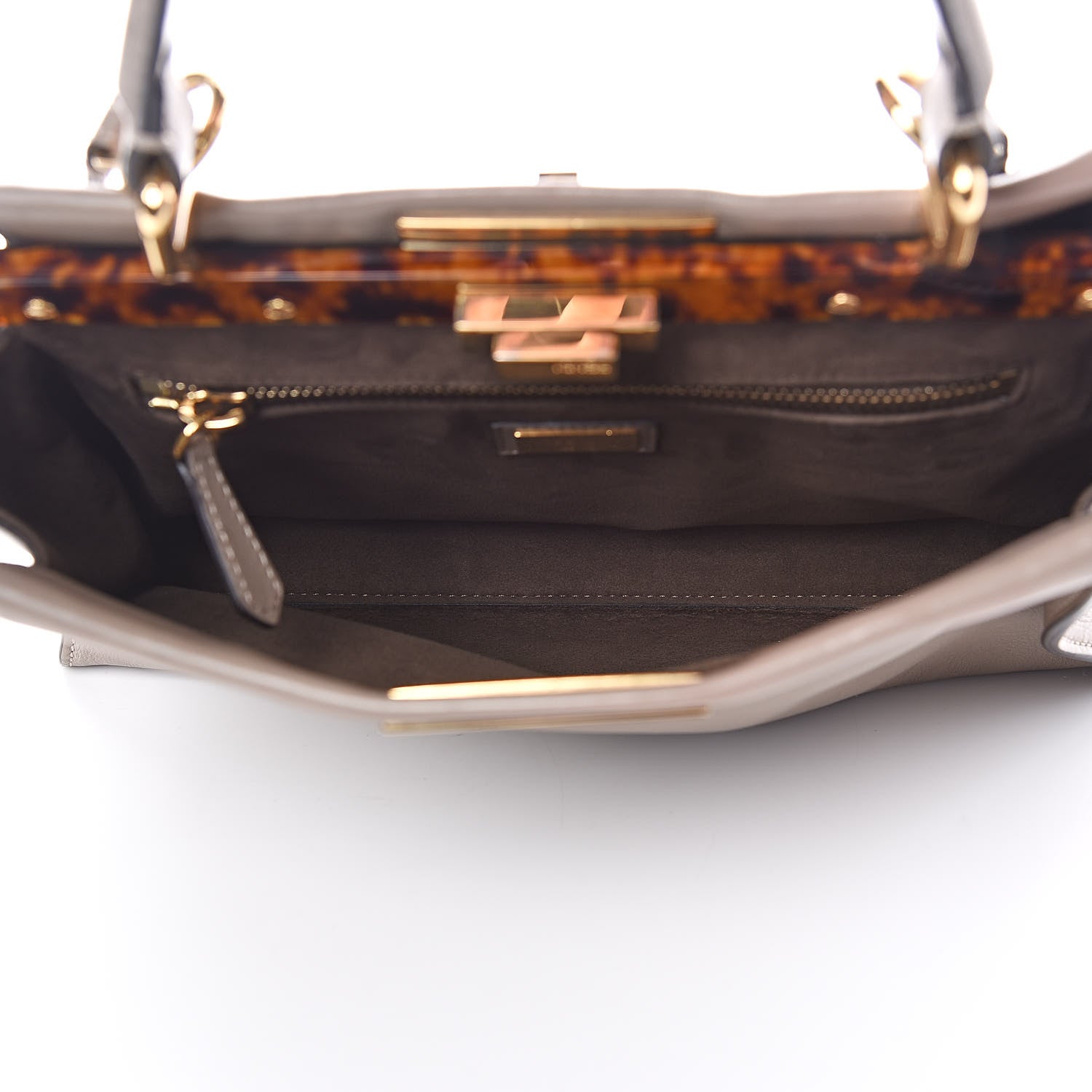 Fendi Vitello Seta Plexiglass Tortoise Medium Peekaboo Iconic Satchel Tortora 5 of 10