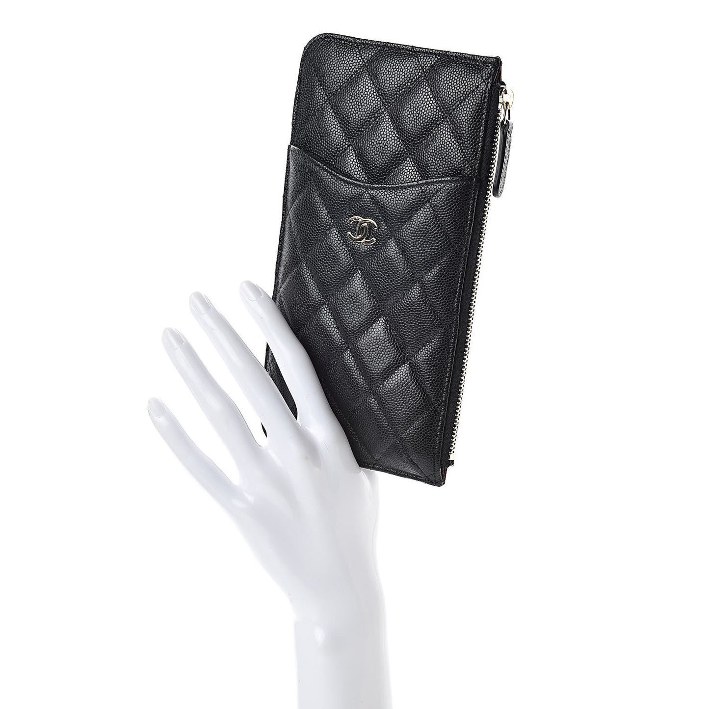 Caviar Quilted Classic Flat Wallet Pouch Black