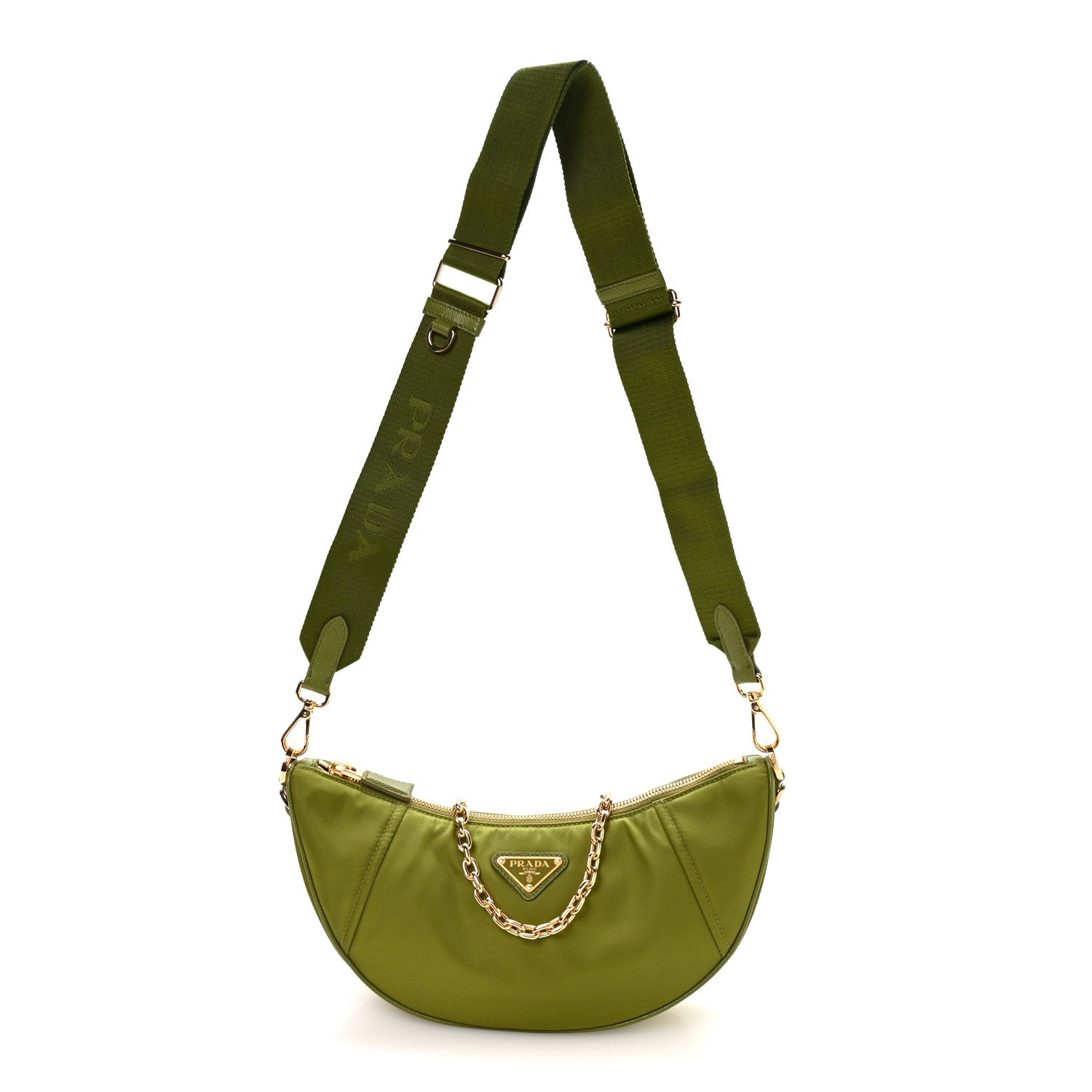 Prada Re-Nylon Saffiano Demi-lune Shoulder Bag Edera 1 of 10