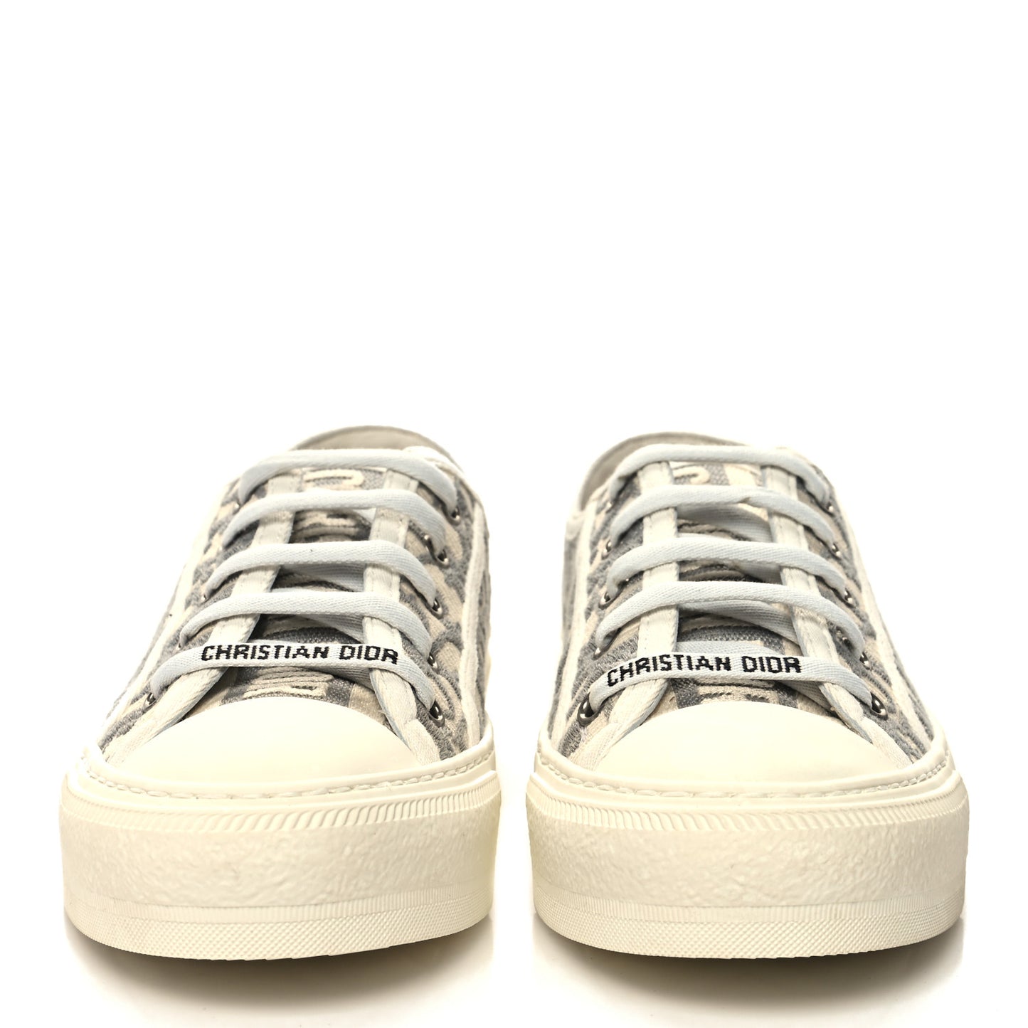 Canvas Oblique Walk'N'Dior Low Top Sneakers 36.5 Stone Grey