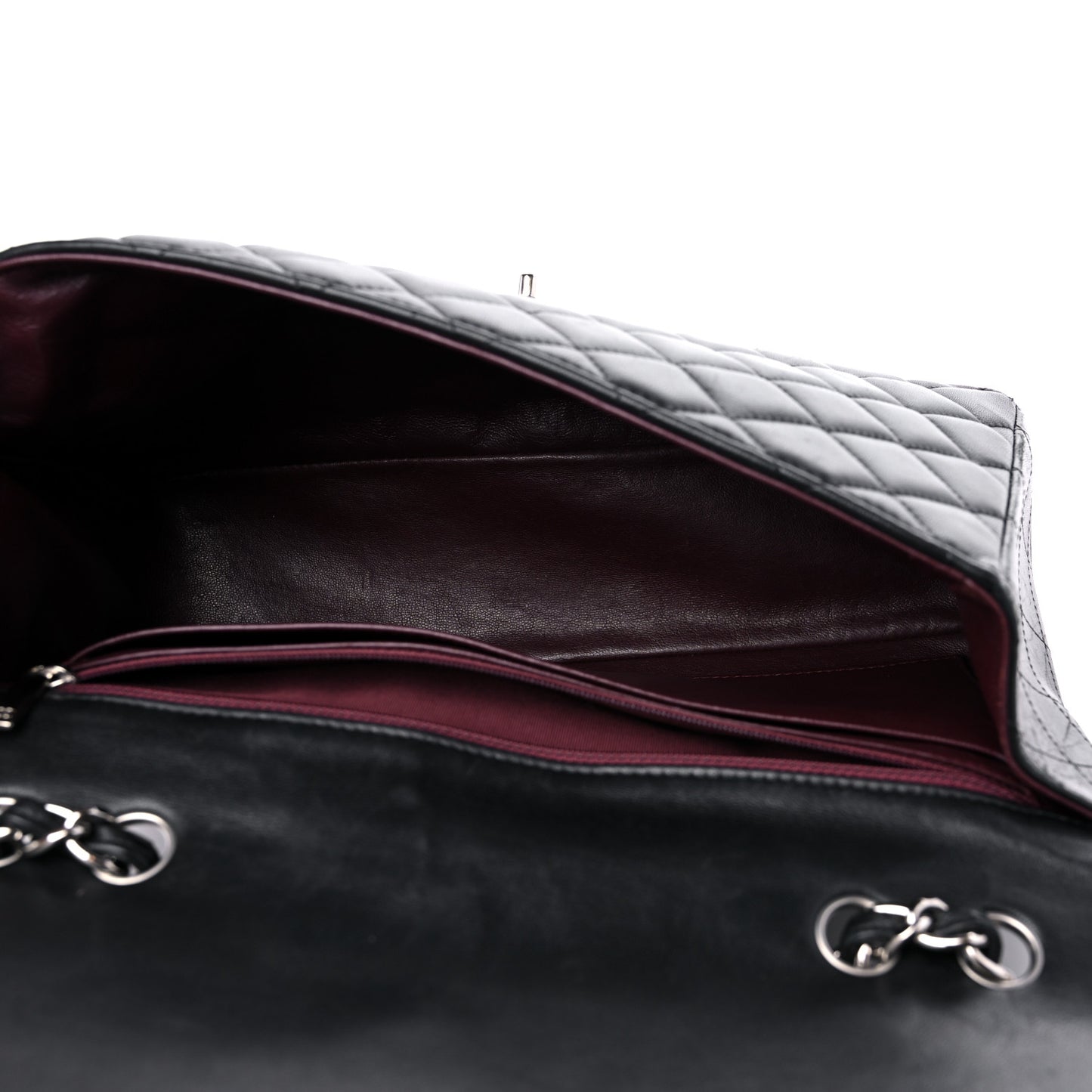 Lambskin Quilted Jumbo Single Flap Black