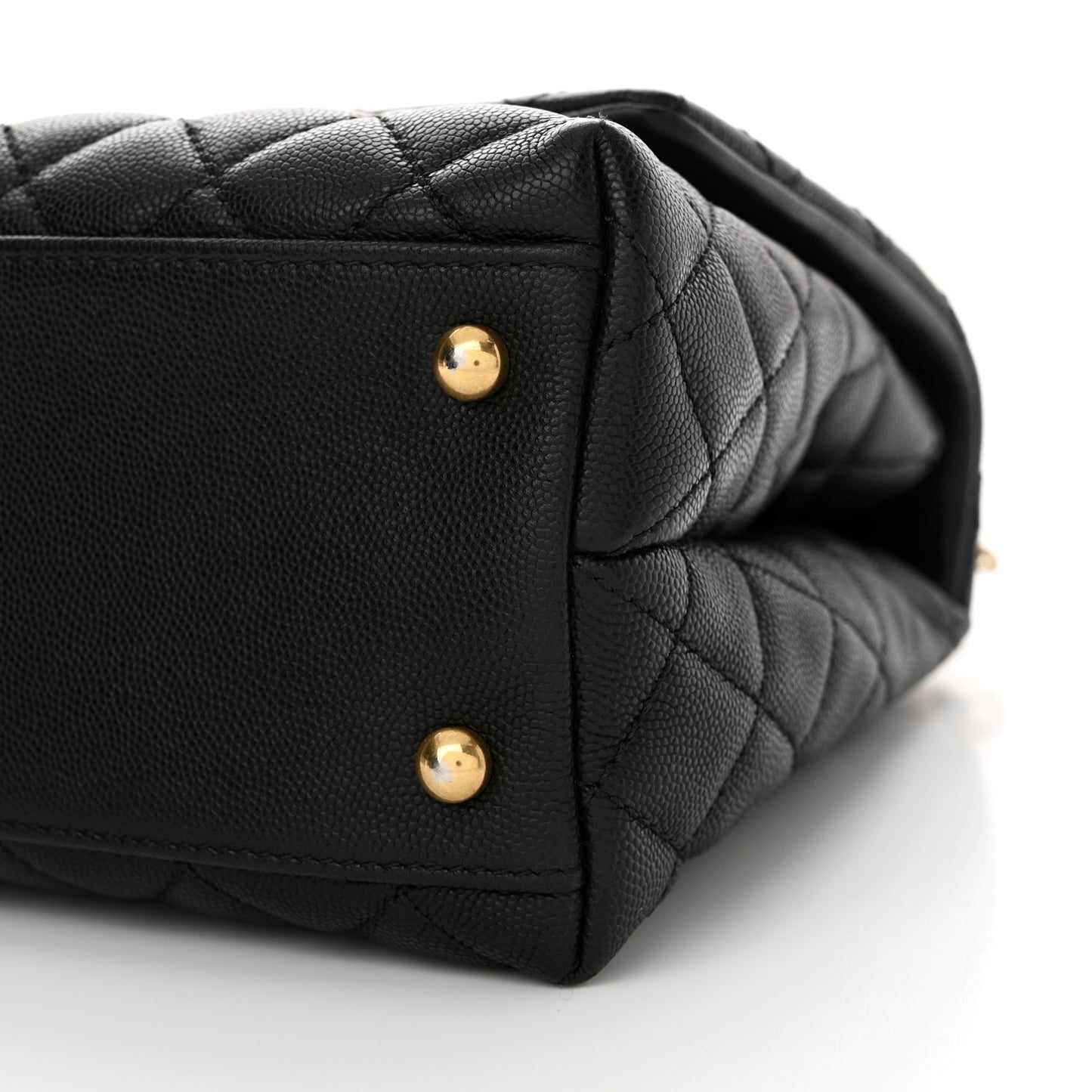 Caviar Lizard Quilted Small Coco Handle Flap Black