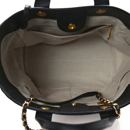 Chanel Calfskin Medium Deauville Tote Black Multicolor 6 of 9