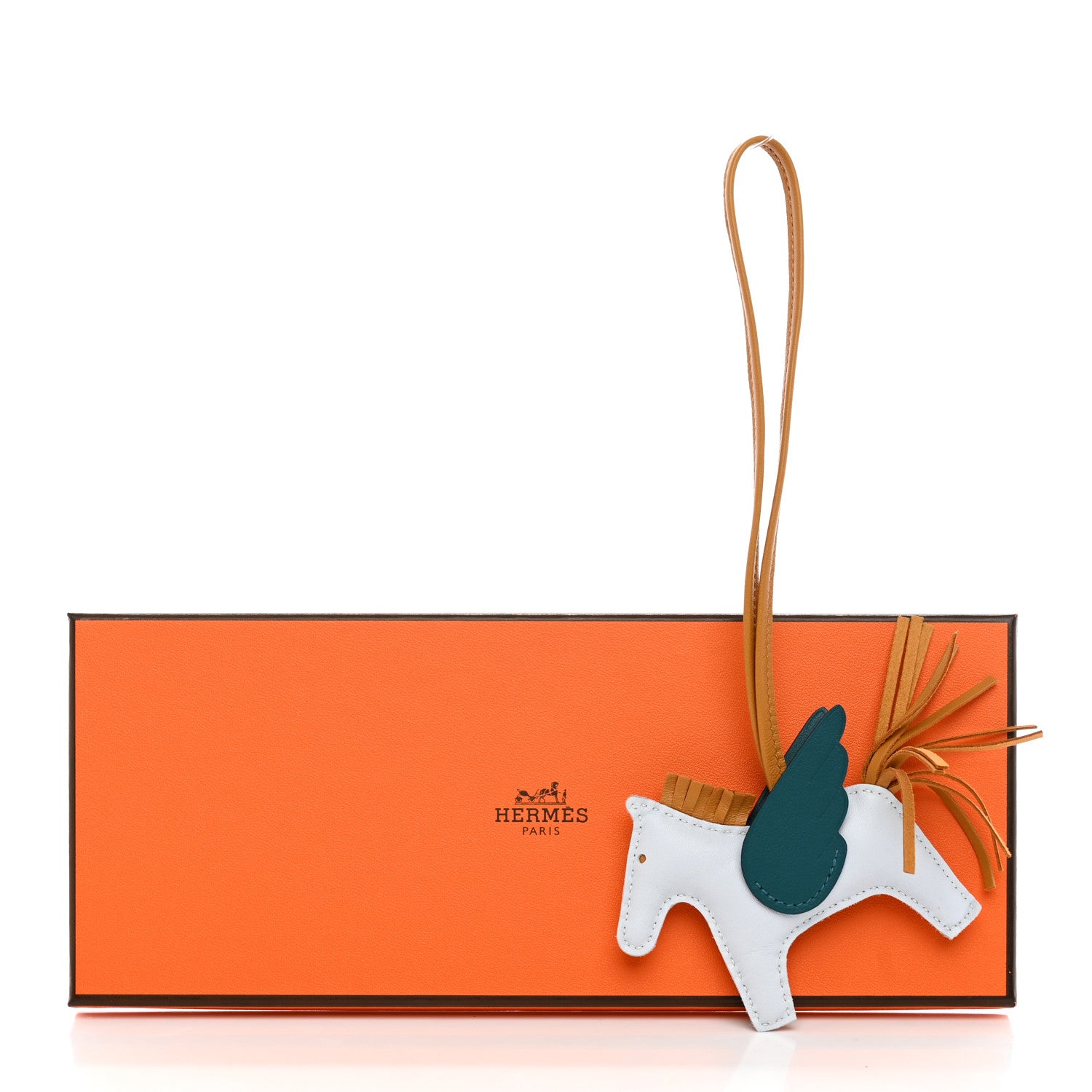 Hermes Milo Lambskin Grigri Rodeo Pegase Horse Bag Charm PM Bleu Brume Sesame Vert Bosphore 4 of 4