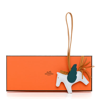 Hermes Milo Lambskin Grigri Rodeo Pegase Horse Bag Charm PM Bleu Brume Sesame Vert Bosphore 4 of 4