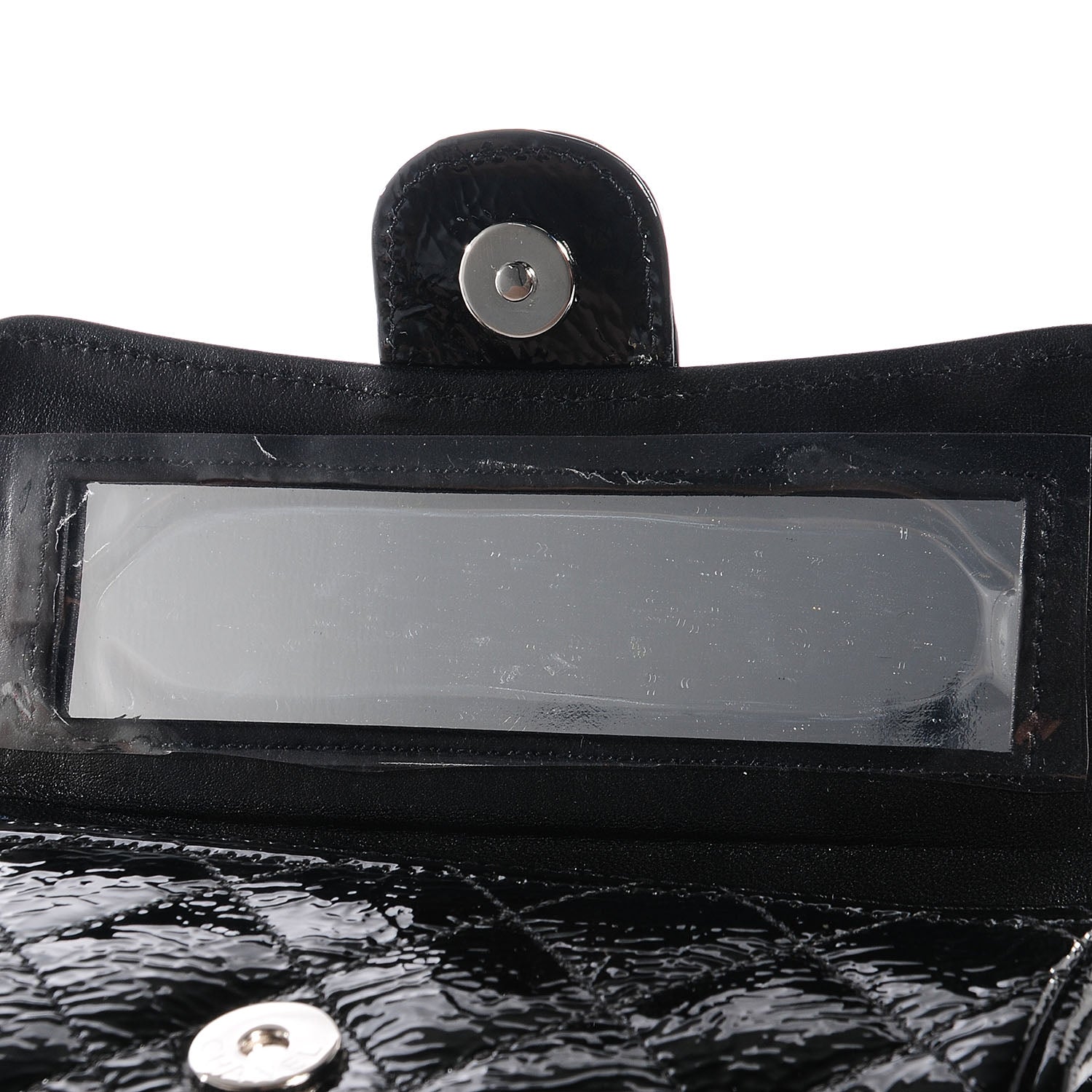 Chanel Distressed Patent Quilted Flap Cosmetic Case Black 10 of 10