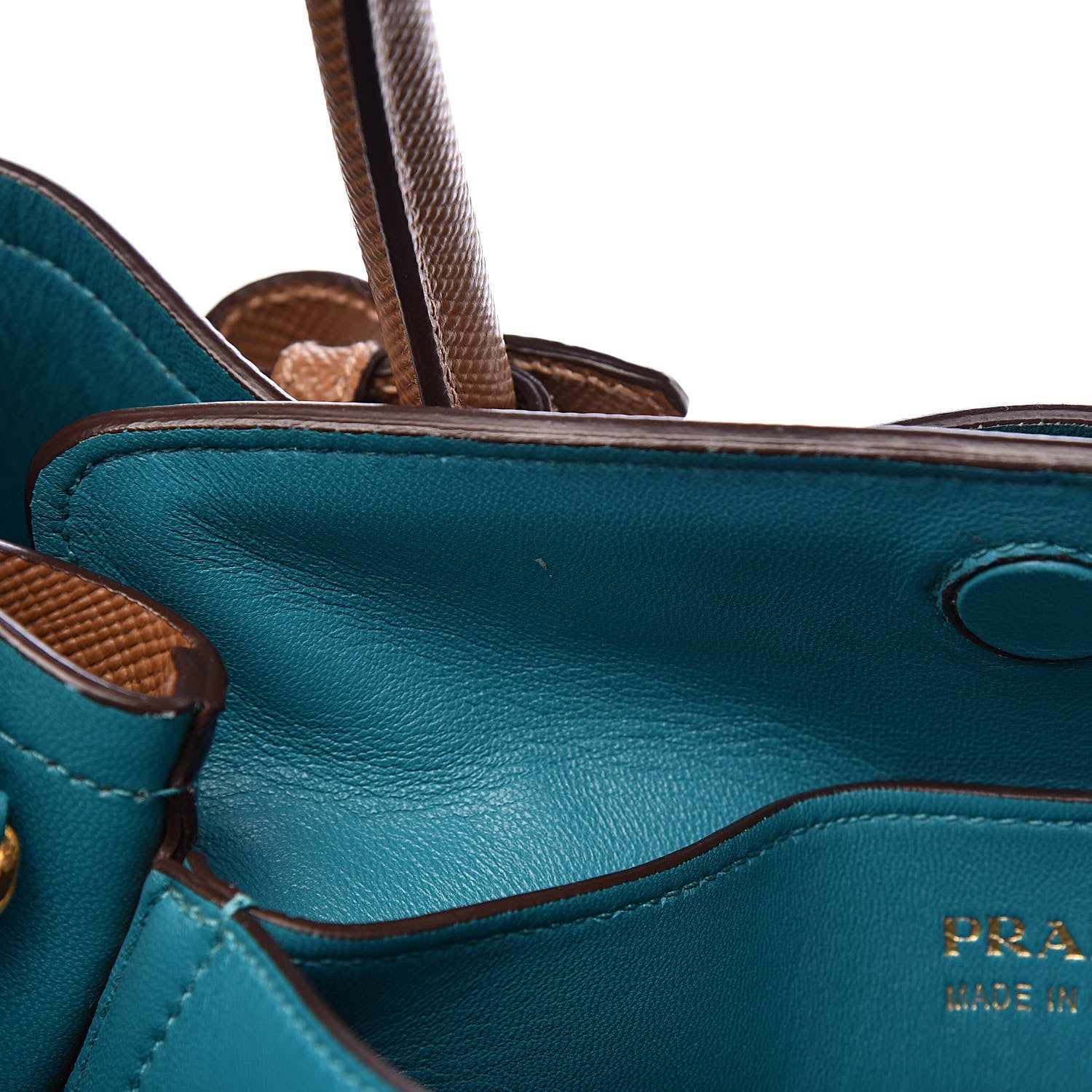 Prada Saffiano Cuir Medium Double Bag Cannella Turquoise 8 of 12
