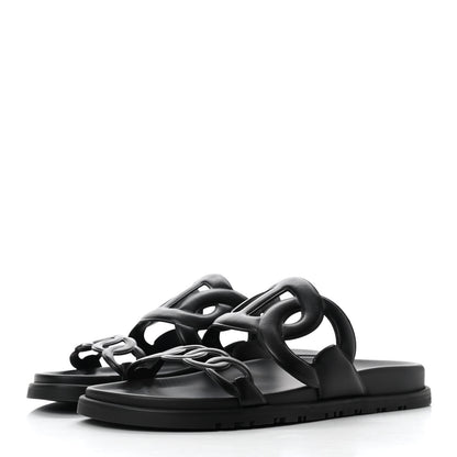 Hermes Nappa Extra Sandals 38 Black 3 of 8