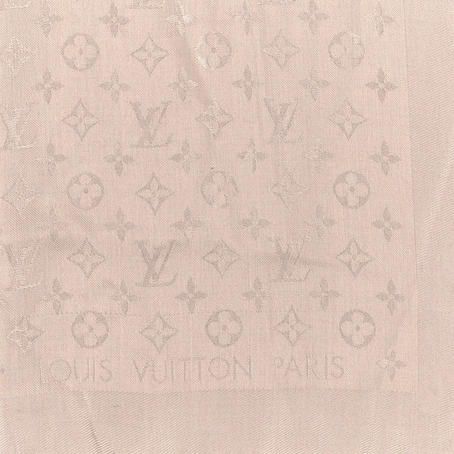 Louis Vuitton Silk Wool Monogram Shawl Greige 2 of 3