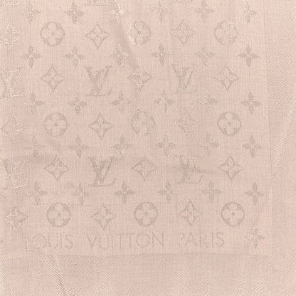 Louis Vuitton Silk Wool Monogram Shawl Greige 2 of 3