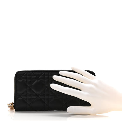 Christian Dior Lambskin Cannage Lady Dior Voyageur Wallet Black 2 of 7