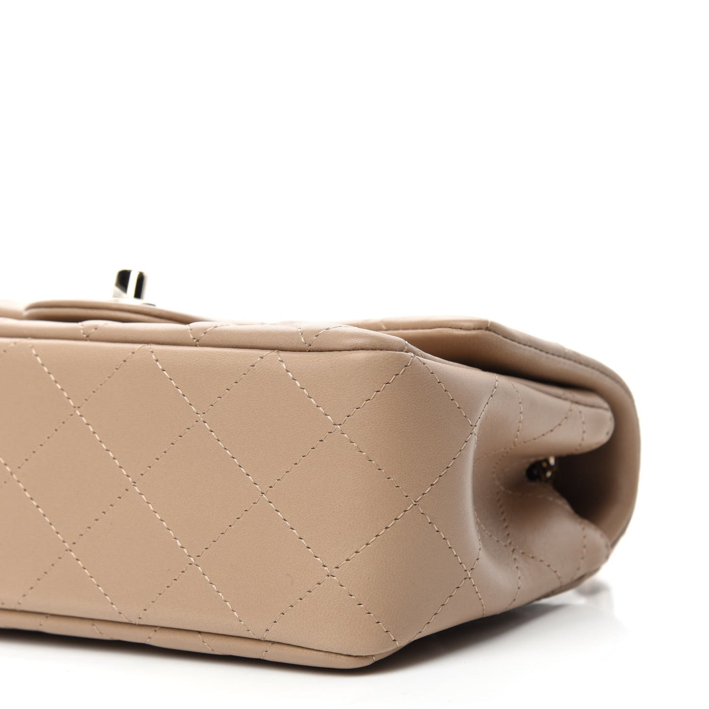 Lambskin Quilted Mini Rectangular Flap Dark Beige