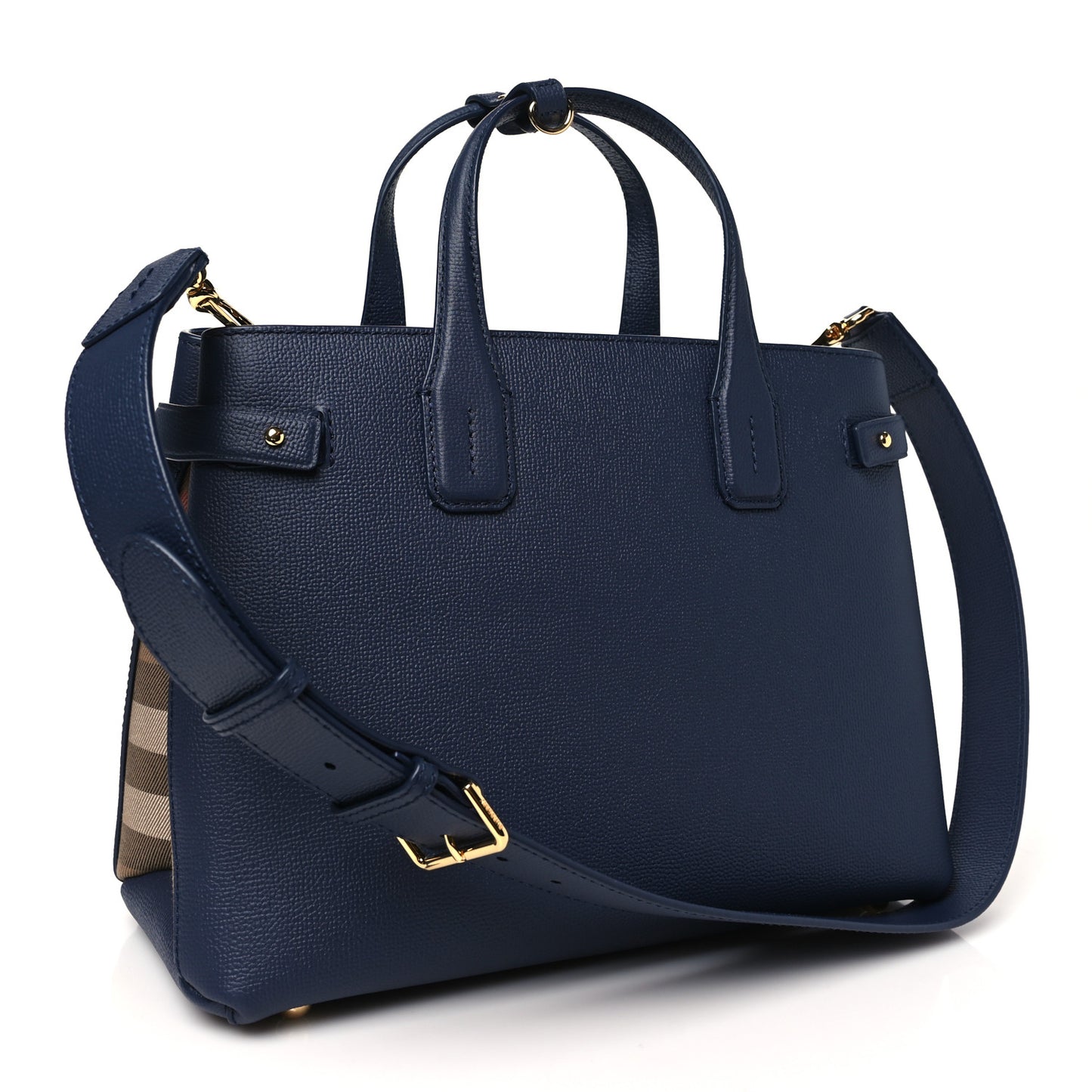 Derby Calfskin Vintage Check Medium Banner Tote Regency Blue