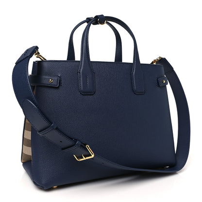 Burberry Derby Calfskin Vintage Check Medium Banner Tote Regency Blue 3 of 10
