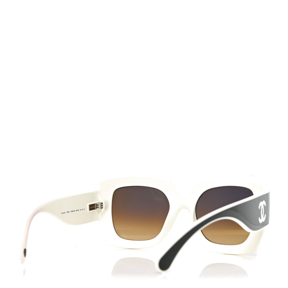 Chanel Acetate Square Sunglasses 6059 Black Beige 4 of 9