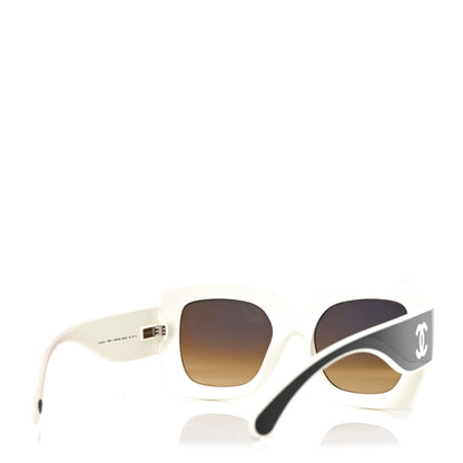 Chanel Acetate Square Sunglasses 6059 Black Beige 4 of 9