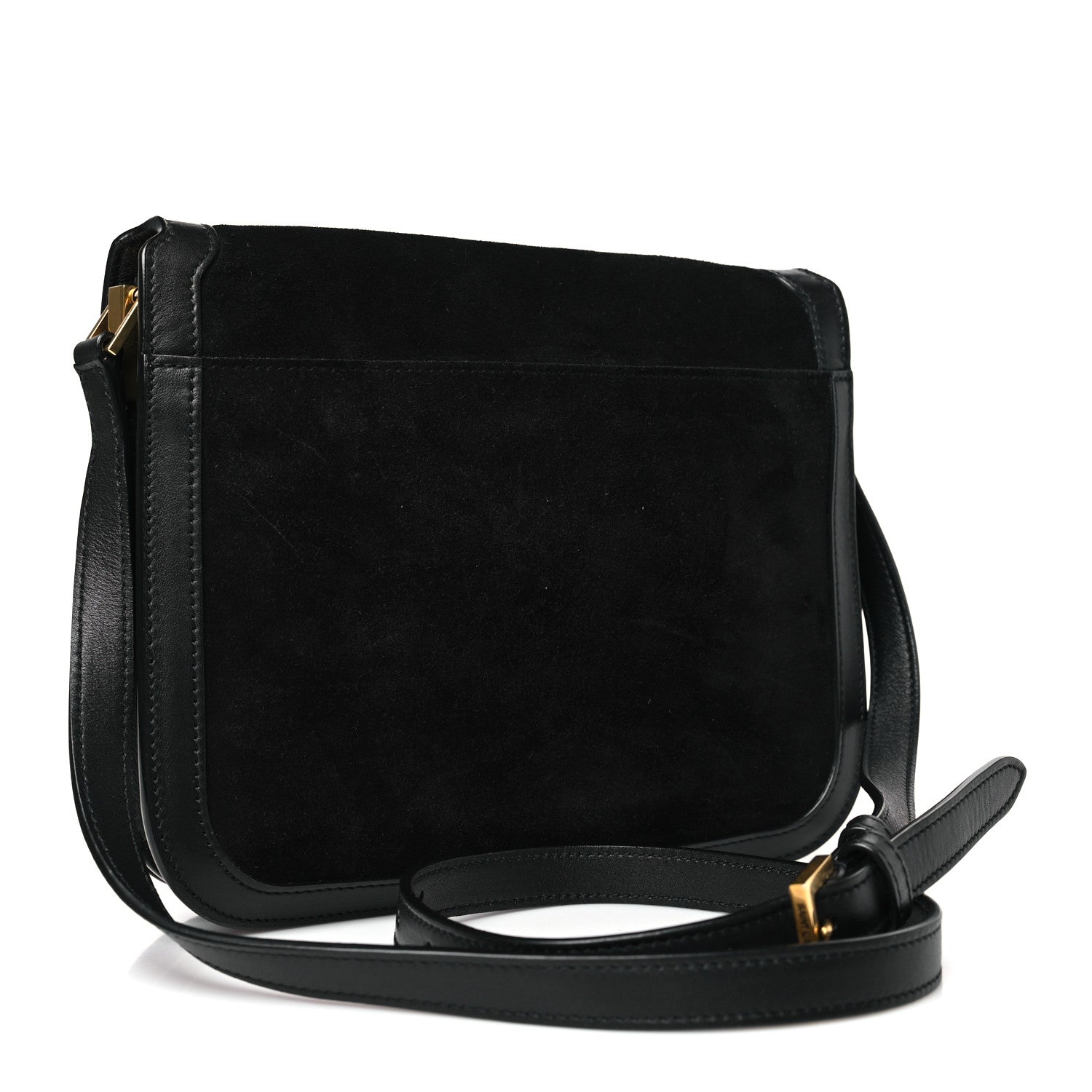 Saint Laurent Suede Smooth Calfskin Monogram Medium Solferino Soft Satchel Black 3 of 9