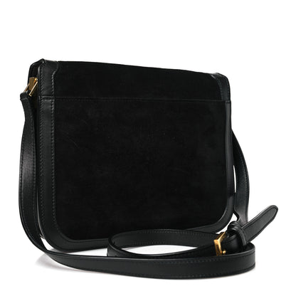 Saint Laurent Suede Smooth Calfskin Monogram Medium Solferino Soft Satchel Black 3 of 9