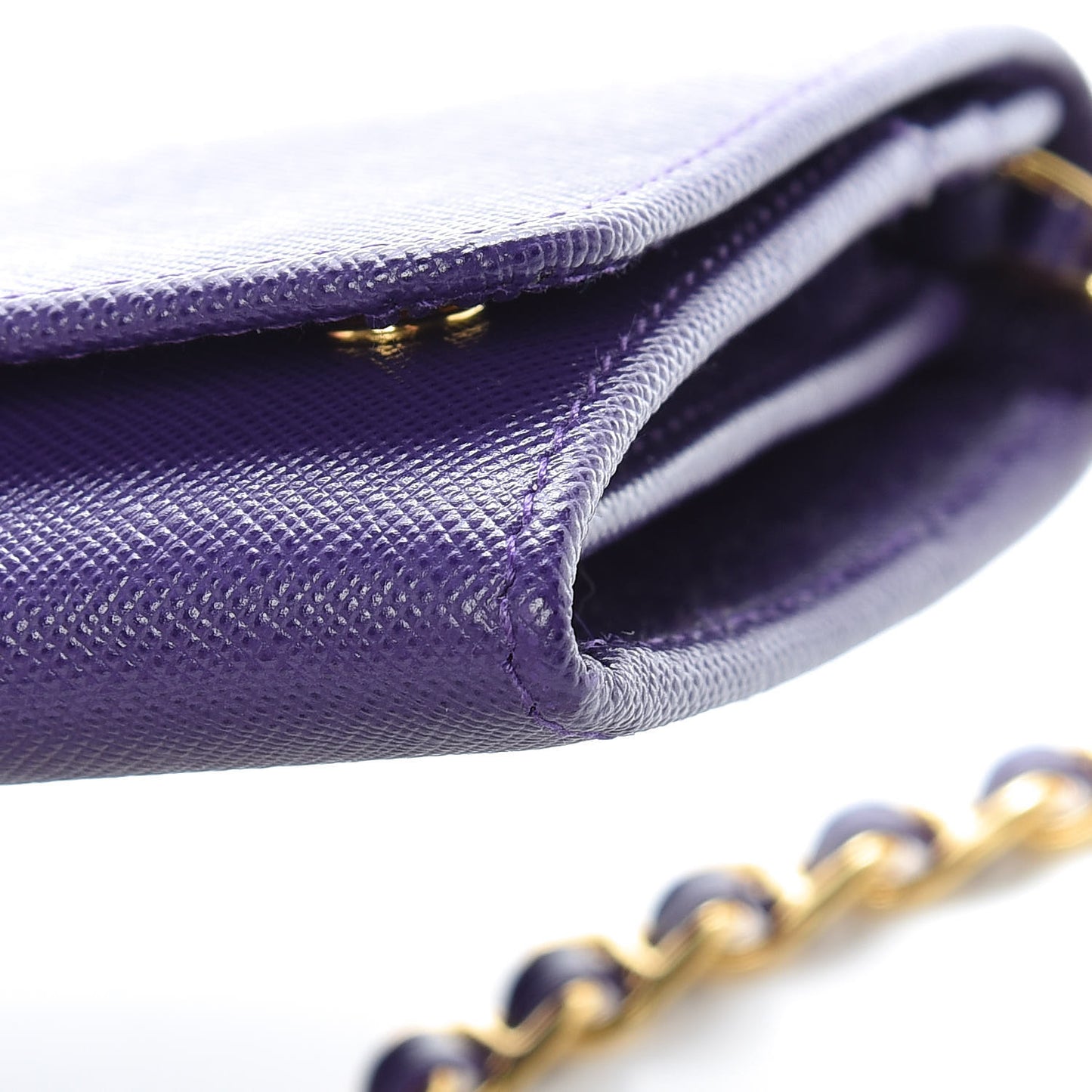 Saffiano Metal Oro Chain Wallet Viola