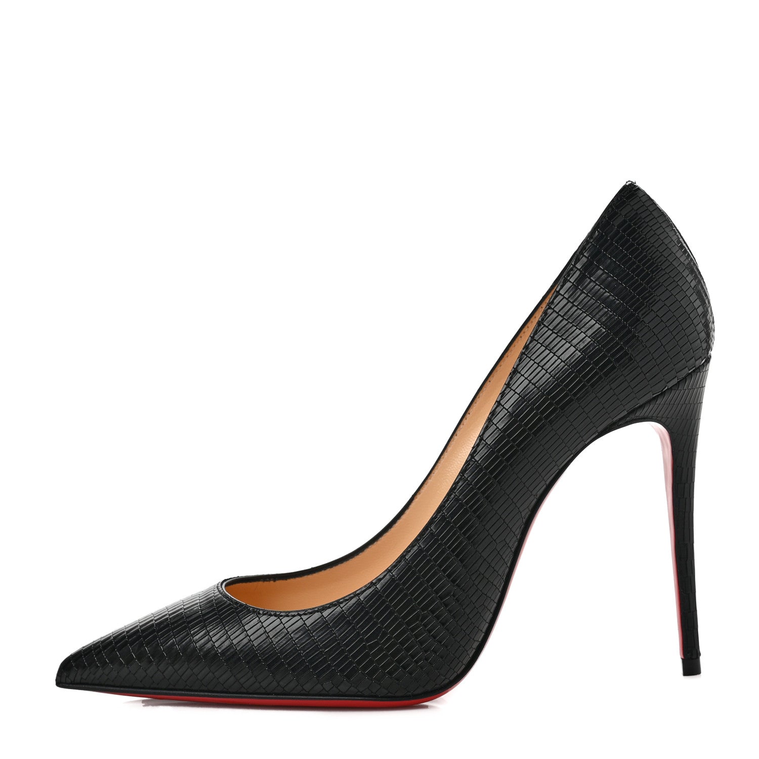 Christian Louboutin Calfskin Iguana Embossed Kate 100 Pumps 35 Black 1 of 7