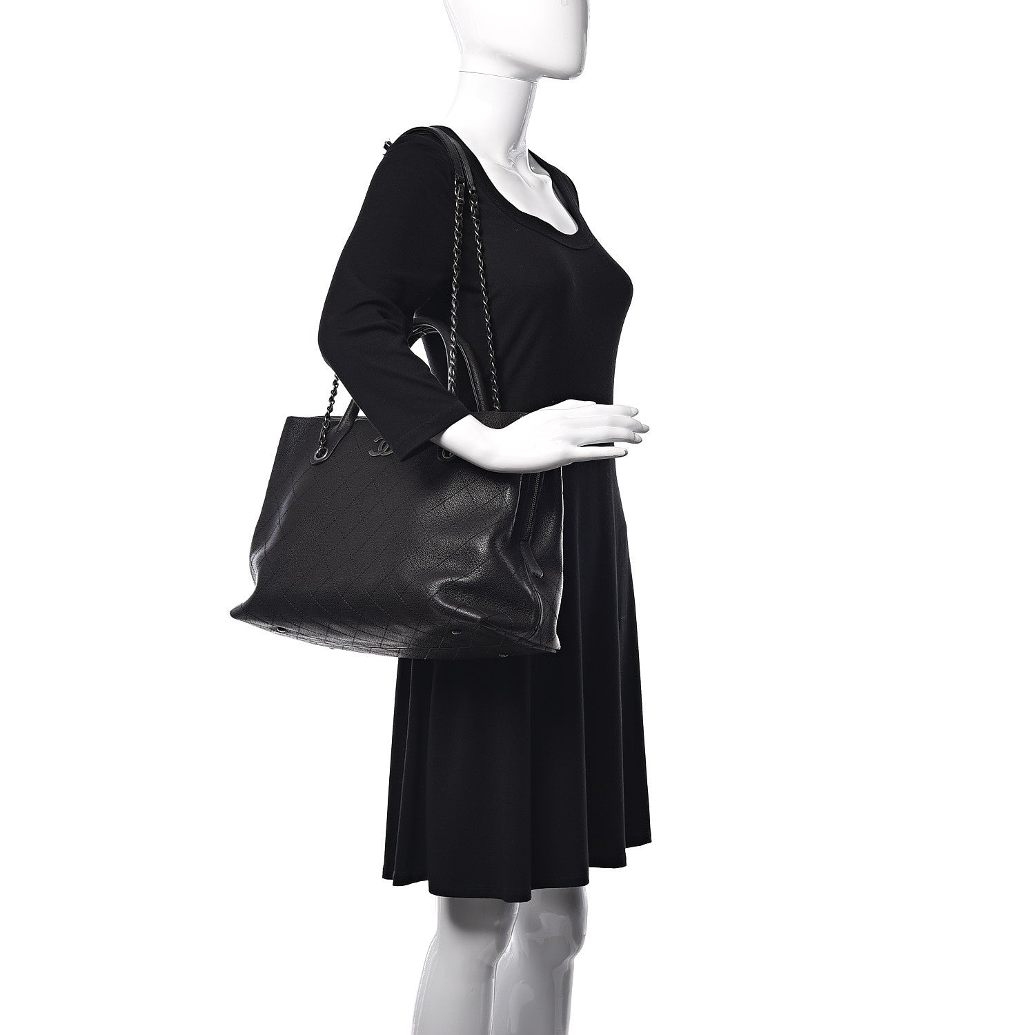Chanel Grained Vegetal Calfskin Urban Shopping Tote Black 2 of 9