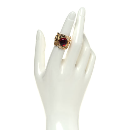 Gucci Metal Crystal GG Ring S Red 2 of 5