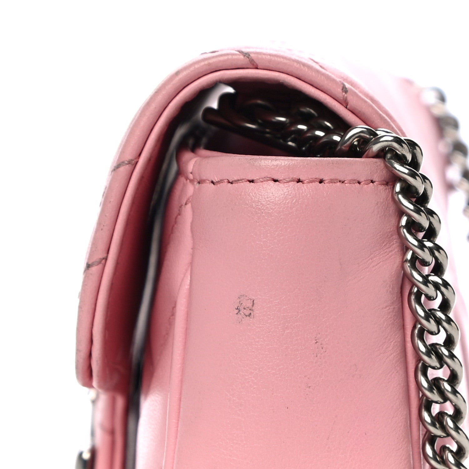 Gucci Calfskin Matelasse Super Mini GG Marmont Shoulder Bag Wild Rose 16 of 17