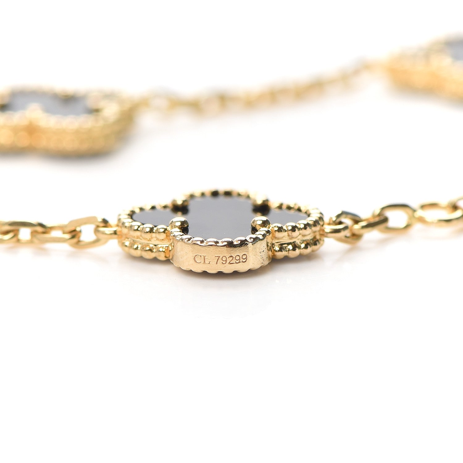 Van Cleef & Arpels 18K Yellow Gold Black Onyx 5 Motifs Vintage Alhambra Bracelet 5 of 5