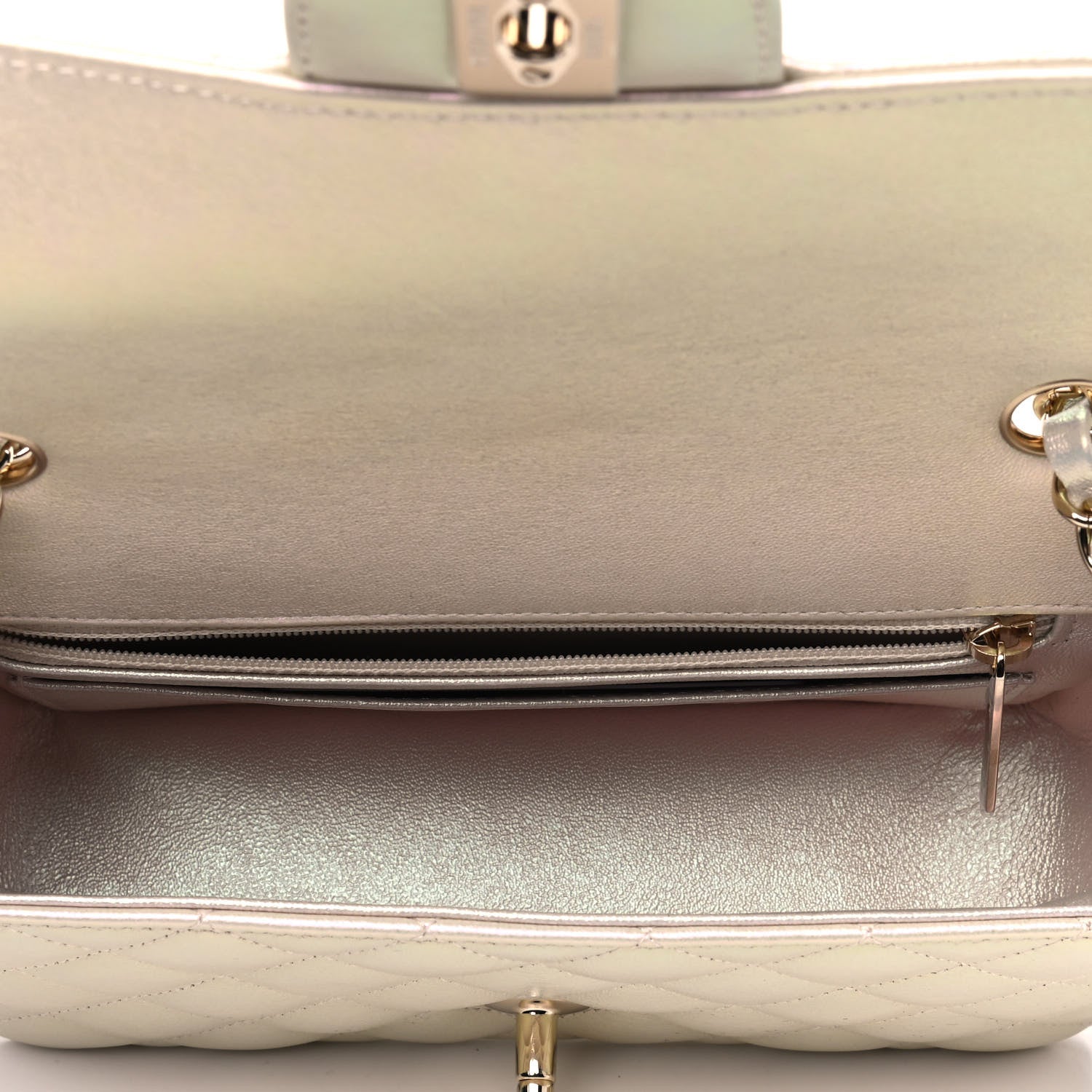 Chanel Iridescent Lambskin Quilted Mini Rectangular Flap Ivory 4 of 4