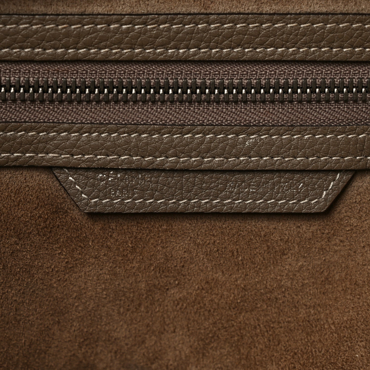 Celine Drummed Calfskin Mini Luggage Souris 6 of 10
