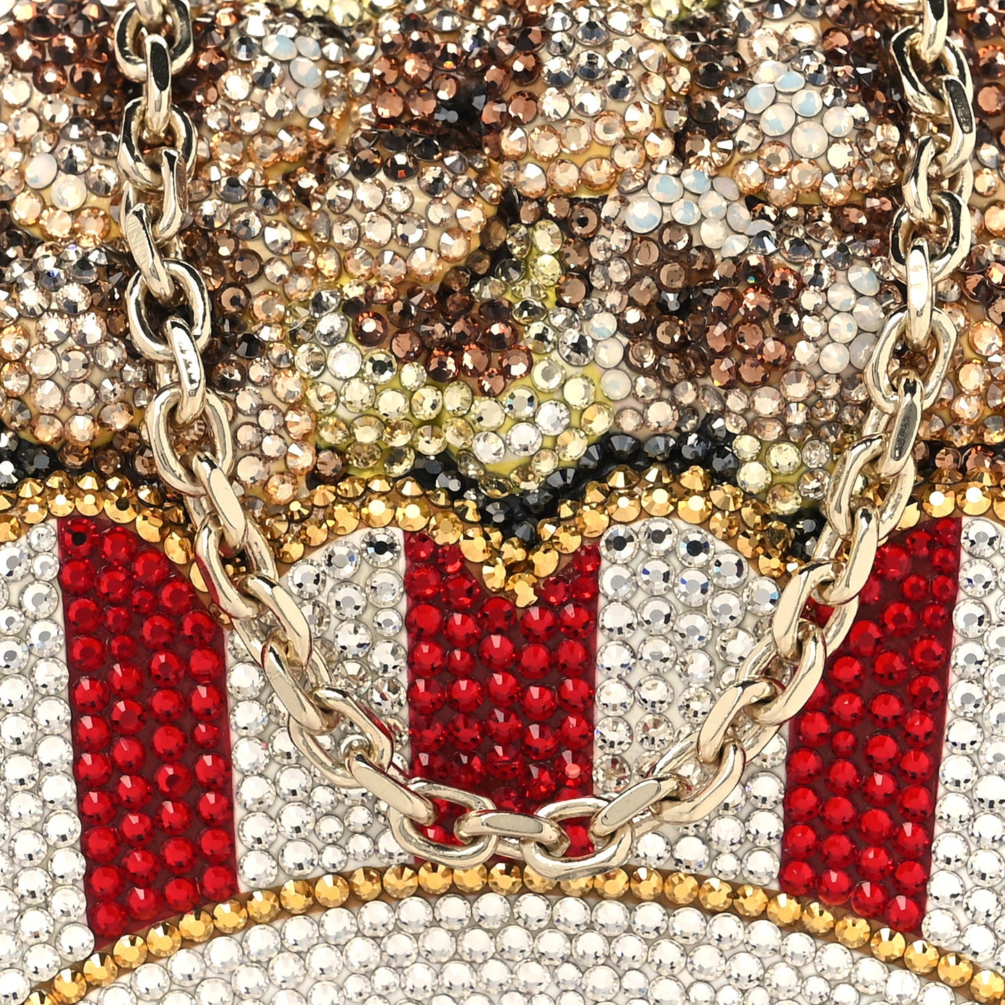 Crystal Matinee Popcorn Clutch Red White