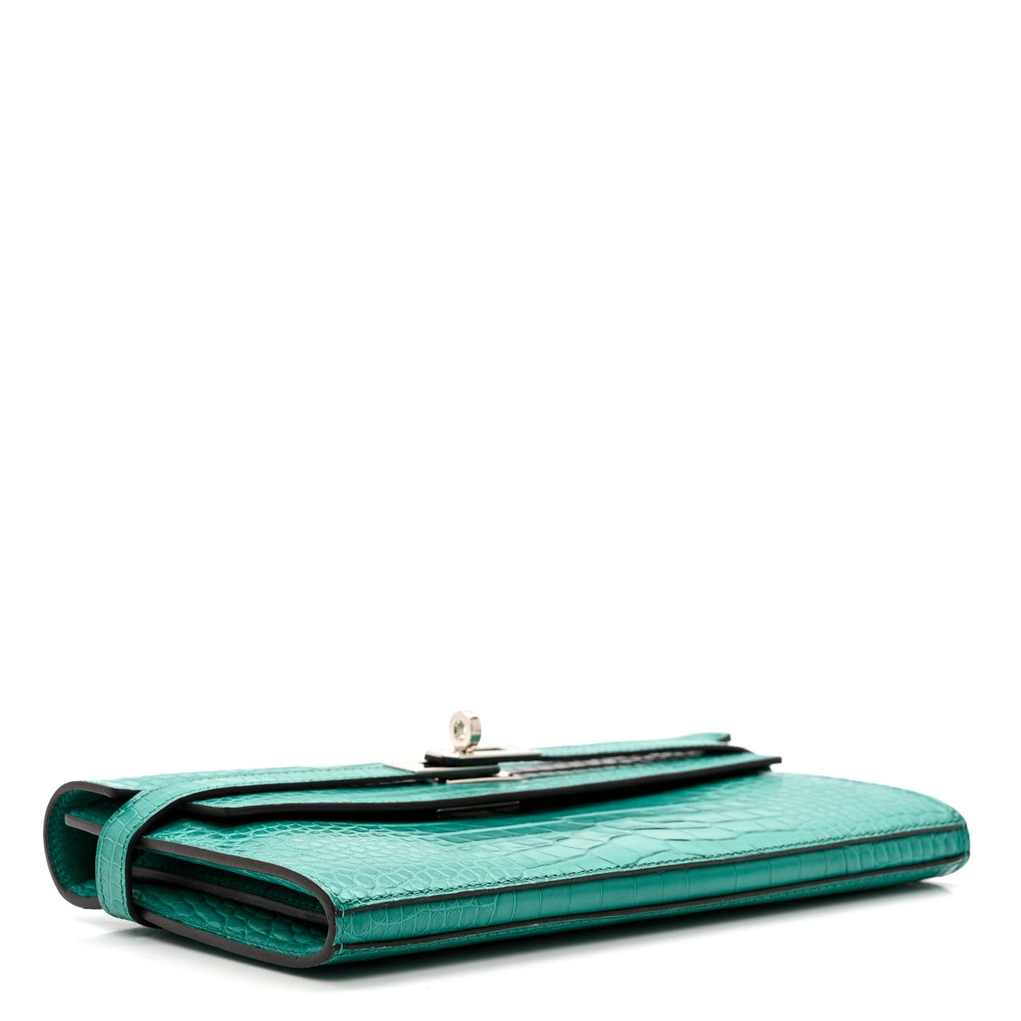 Matte Alligator Kelly Longue Wallet Bleu Paon