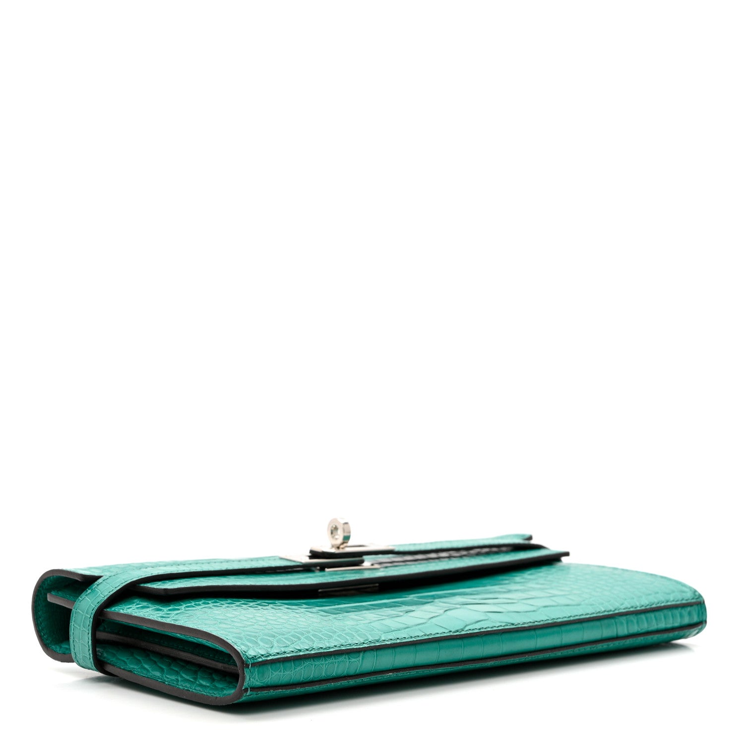 Hermes Matte Alligator Kelly Longue Wallet Bleu Paon 4 of 8