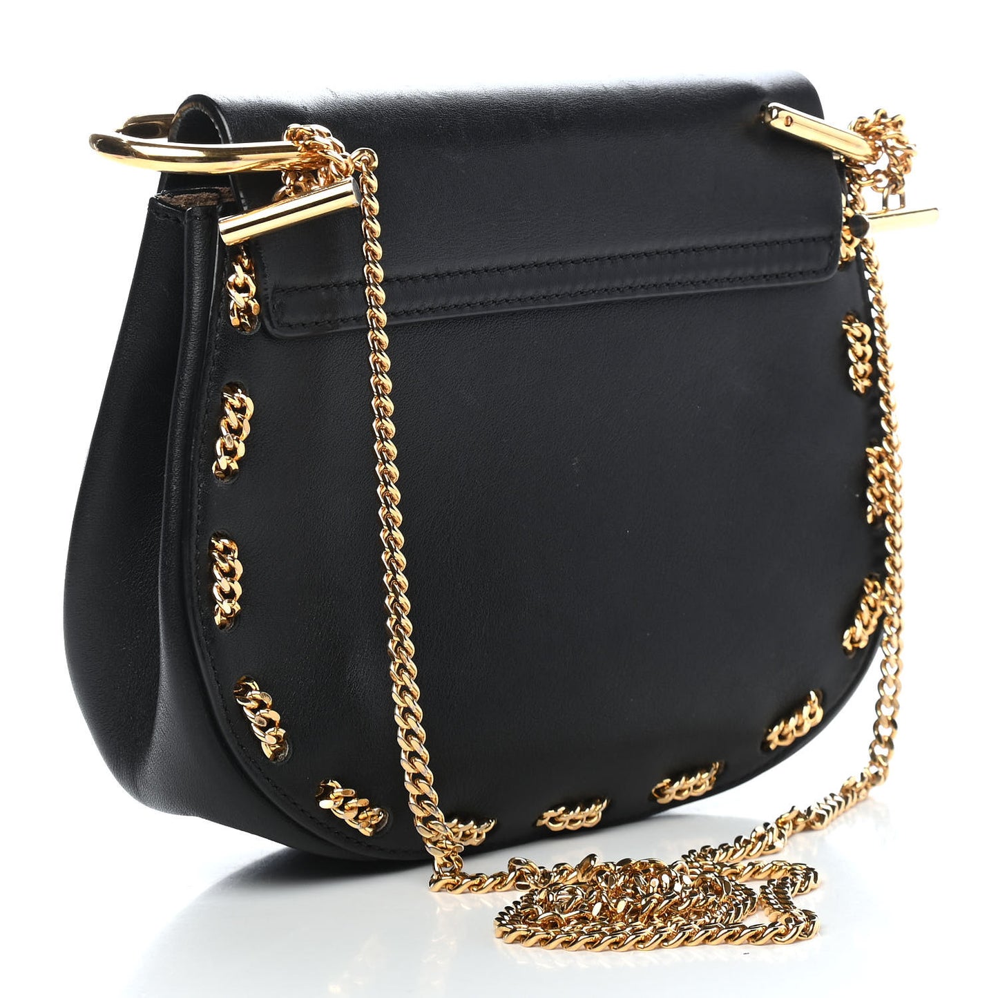 Calfskin Mini Drew Chain Shoulder Bag Black