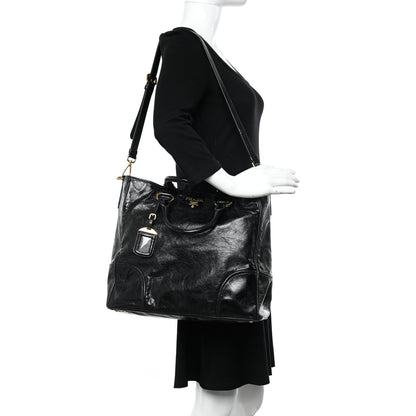 Prada Vitello Shine Top Handle Bag Black 2 of 9