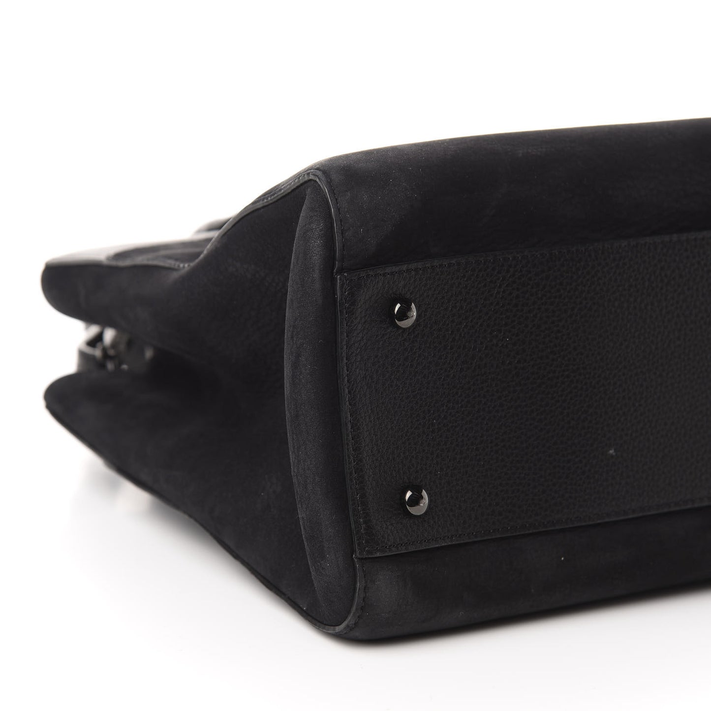 Grained Calfskin Suede Small Neo Executive Shopper Tote Black