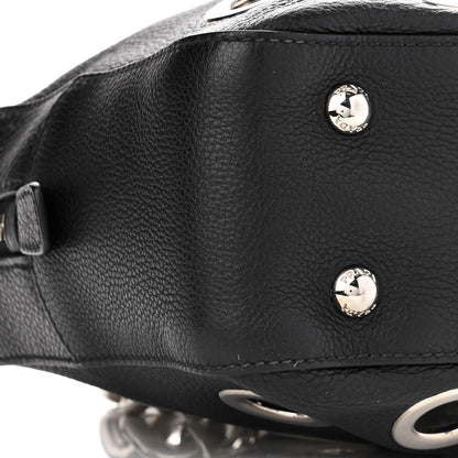 Prada Vitello Daino Grommet Chain Satchel Bag Black 8 of 11