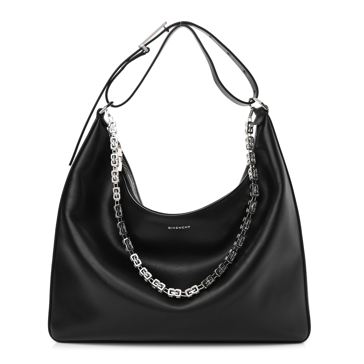 Givenchy Smooth Calfskin Medium Moon Cut Out Shoulder Bag Black 1 of 9