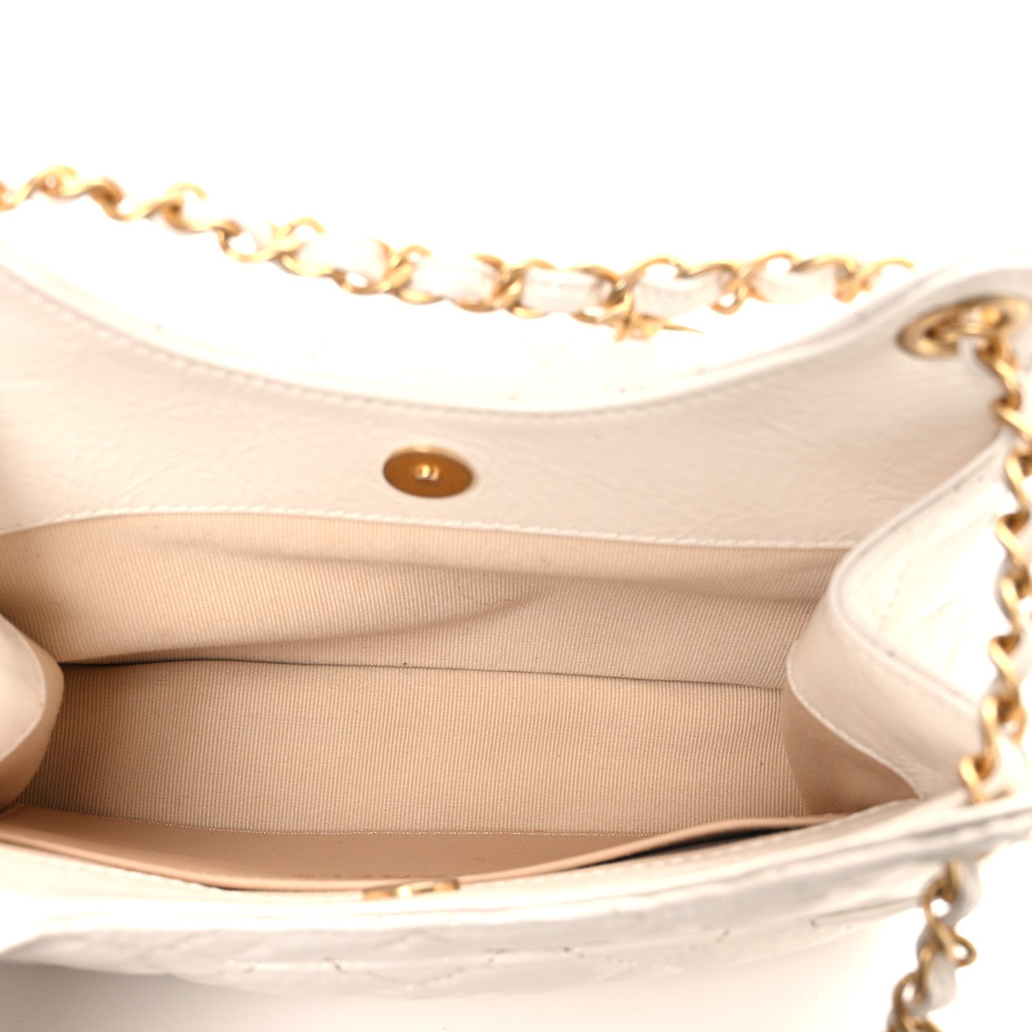 Chanel Shiny Crumpled Calfskin Quilted Small Wavy CC Hobo White 5 of 11