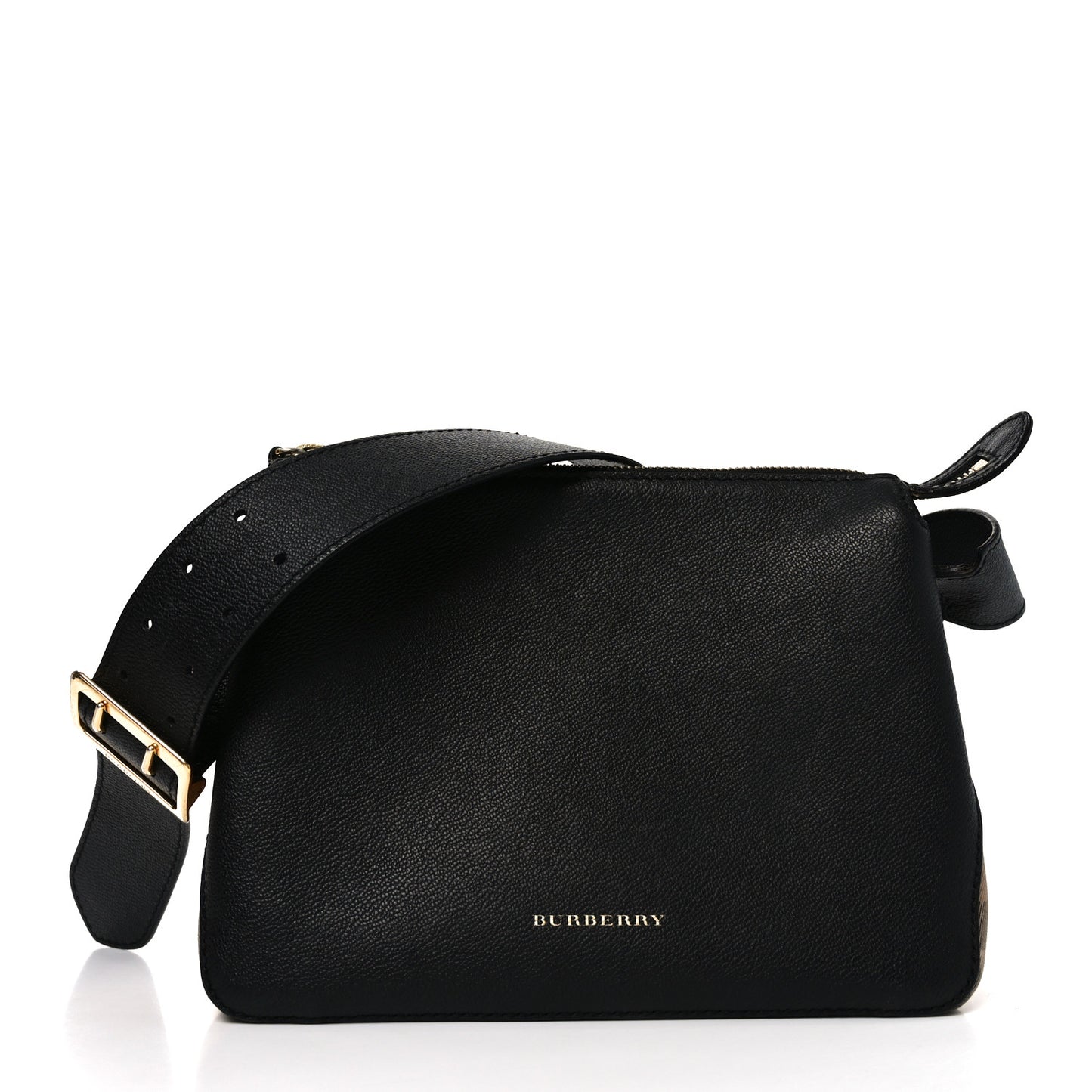 Soft Grain Calfskin House Check Small Helmsley Crossbody Black