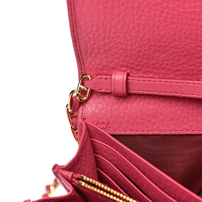 Prada Vitello Grain Metal Oro Chain Wallet Peonia 7 of 9