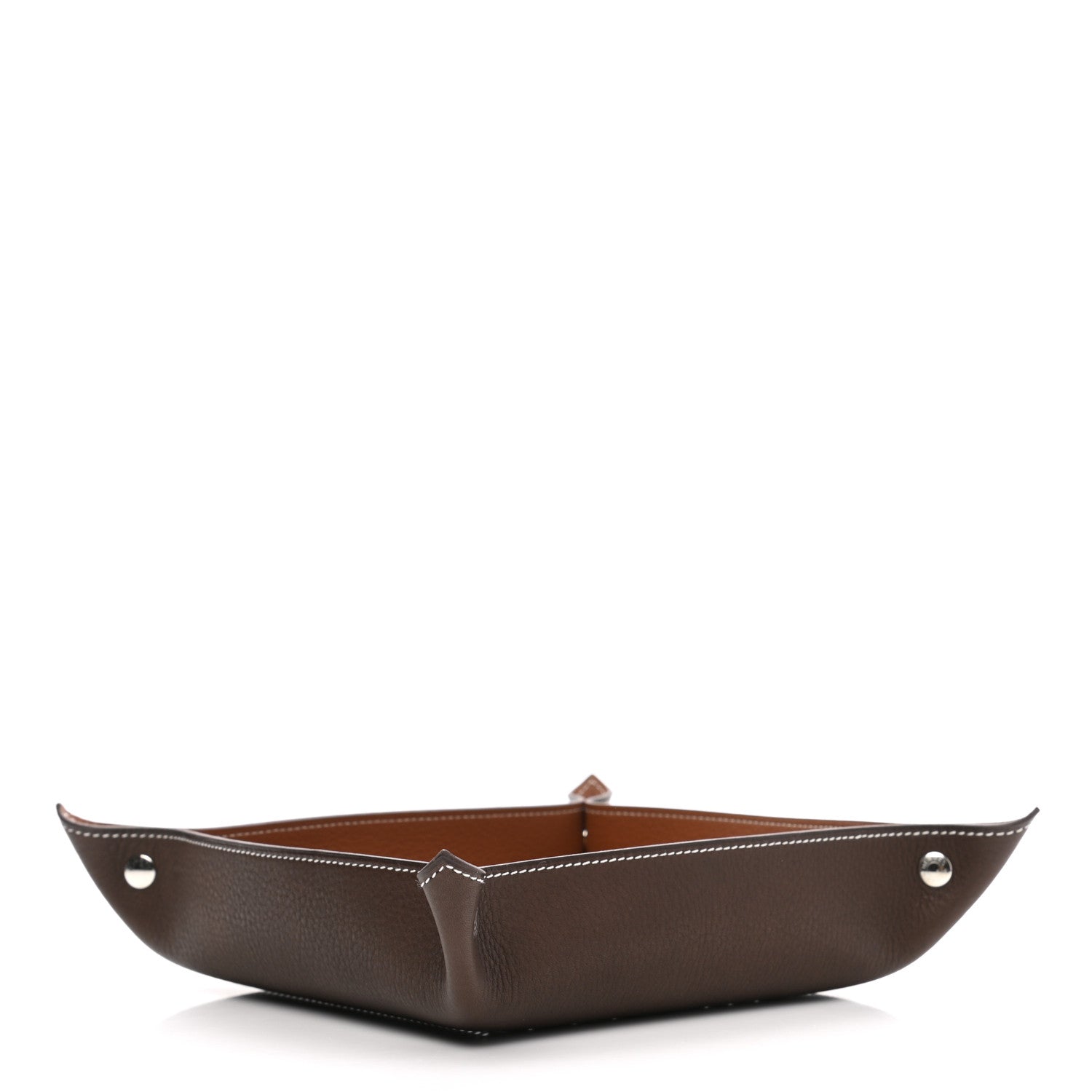 Hermes Taurillon Clemence Mises et Relances H Chevrons Change Tray Etoupe Gold 4 of 8