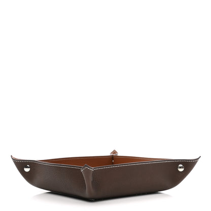 Hermes Taurillon Clemence Mises et Relances H Chevrons Change Tray Etoupe Gold 4 of 8
